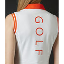 ベストスポーツ DESCENTE GOLF（デサントゴルフ）製品。DESCENTE GOLF デサントゴルフ レディース ゴルフウェア シャツ スクラムテックポンチスリーブレスシャツ DGWVJA15 23SS 春夏 吸汗速乾 UV CUT UPF50 ストレッチ ビックロゴプリント ポリエステル