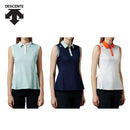 ベストスポーツ DESCENTE GOLF（デサントゴルフ）製品。DESCENTE GOLF デサントゴルフ レディース ゴルフウェア シャツ スクラムテックポンチスリーブレスシャツ DGWVJA15 23SS 春夏 吸汗速乾 UV CUT UPF50 ストレッチ ビックロゴプリント ポリエステル