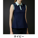 ベストスポーツ DESCENTE GOLF（デサントゴルフ）製品。DESCENTE GOLF デサントゴルフ レディース ゴルフウェア シャツ スクラムテックポンチスリーブレスシャツ DGWVJA15 23SS 春夏 吸汗速乾 UV CUT UPF50 ストレッチ ビックロゴプリント ポリエステル