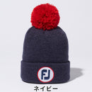 ベストスポーツ FOOTJOY（フットジョイ）製品。FOOTJOY フットジョイ レディース ゴルフ 帽子 キャップ ポンポンニットキャップ 35892E-S 35893E-S 22FW 秋冬 FJロゴ ポンポン フリース付き アクリル ポリウレタン ネイビー グレー