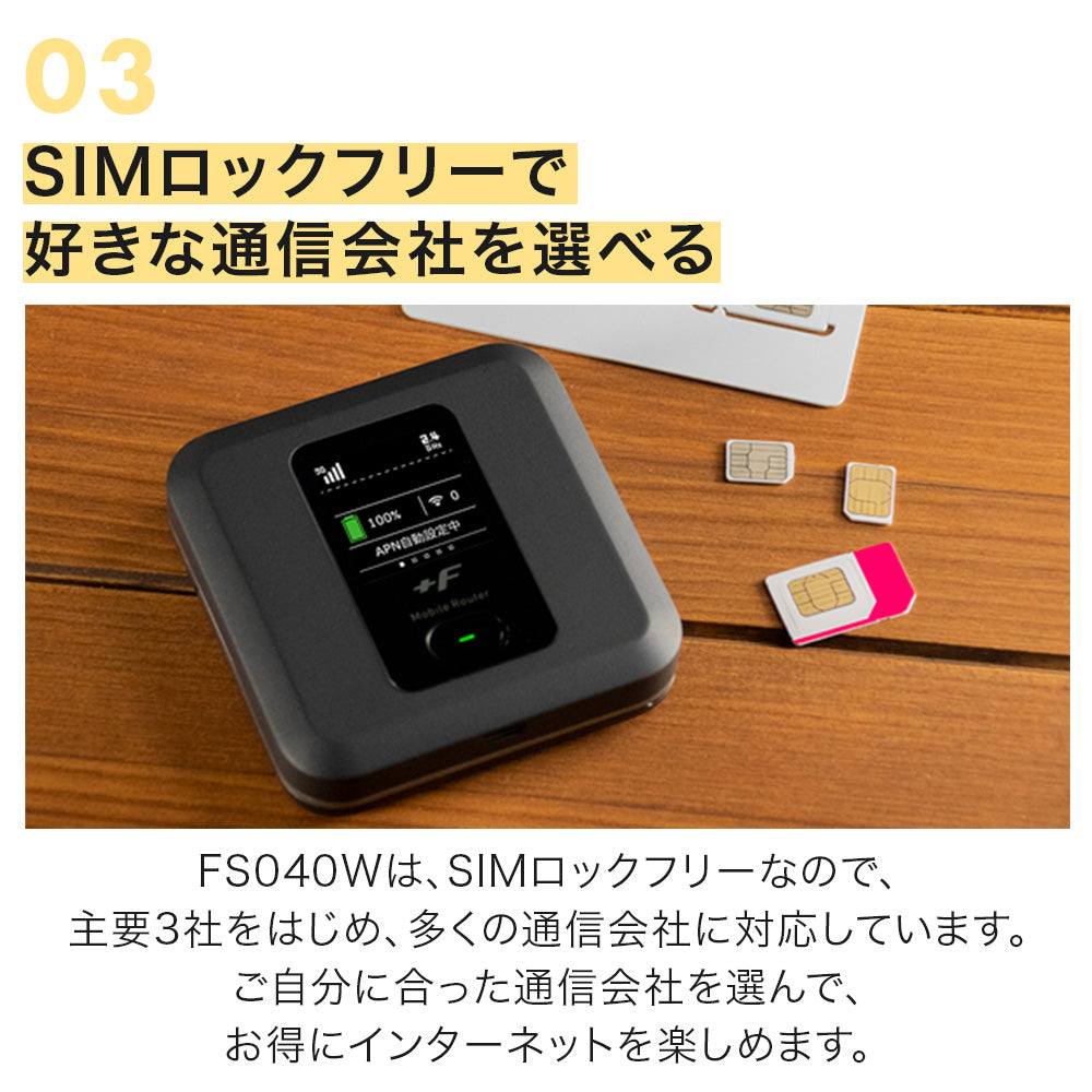 モバイルルーター FS040W　箱付き スタートガイド付き WiFi モバイルルーター +F FS040W | 富士ソフト株式会社