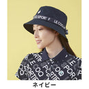 ベストスポーツ le coq sportif（ルコックスポルティフ）製品。Le coq sportif ルコック レディース ゴルフ 帽子 バイザー ロゴリボン付きバケットハット QGCVJC70W 23SS 春夏 吸汗速乾 抗菌防臭 サイズ調整仕様 綿 ポリエステル ネイビー ホワイト