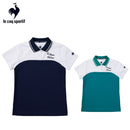 ベストスポーツ le coq sportif（ルコックスポルティフ）製品。Le coq sportif ルコック レディース ゴルフウェア シャツ EXcDRYバイカラー半袖ポロシャツ QGWVJA10 23SS 春夏 吸汗速乾 ストレッチ UV CUT UPF50 高速ドライ ディーテック ポリエステル ポリウレタン グリーン ネイビー