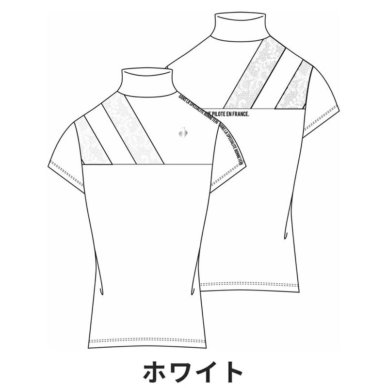 ベストスポーツ le coq sportif（ルコックスポルティフ）製品。Le coq sportif ルコック レディース ゴルフウェア シャツ RIJOUME リジュームモックネック半袖シャツ 吸汗速乾 ストレッチ UV CUT UPF50 DESCENTE ECO QGWVJA22 23SS 春夏 ポリエステル ポリウレタン ブラック ホワイト