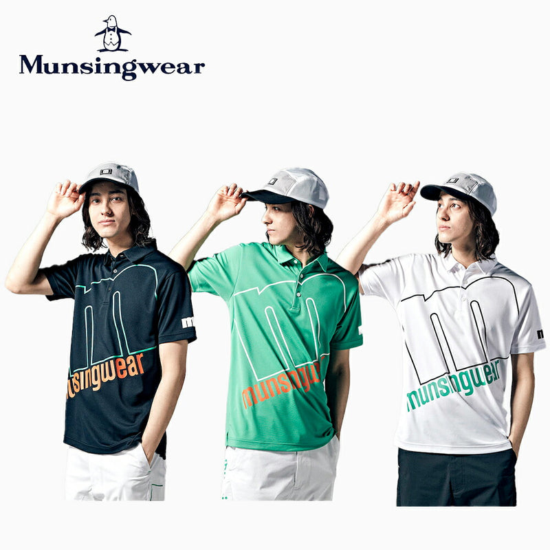 ベストスポーツ Munsingwear（マンシングウェア）製品。Munsingwear マンシングウェア メンズ ゴルフウェア シャツ ENVOY エンボイ 接触涼感ハイグラ鹿の子ビックモチーフテーラーカラーシャツ MEMVJA10 23SS 春夏 