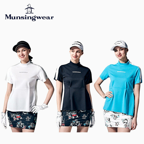 Munsingwear（マンシングウェア） Munsingwear（マンシングウェア）製品。Munsingwear マンシングウェア レディース ゴルフウェア シャツ SEASON EXcDRY D Tec SUNSCREEN モックネック半袖シャツ 高速ドライ 吸汗速乾 遮熱 クーリング MGWVJA07 23SS 春夏