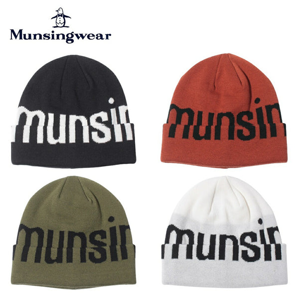Munsingwear（マンシングウェア） Munsingwear（マンシングウェア）製品。Munsingwear マンシングウェア メンズ ゴルフ 帽子 ニット帽 ロゴデザイン ニットワッチ MEBUJC03 22FW 秋冬 機能性 再生材料 ポリエステル ブラック ブラウン カーキホワイト