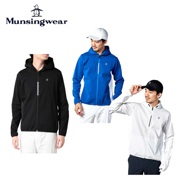 Munsingwear（マンシングウェア） Munsingwear（マンシングウェア）製品。Munsingwear マンシングウェア メンズ ゴルフウェア カットソー SEASON メッシュジャカード前開きフーデッドカットソー MGMVJL50 23SS 春夏 ストレッチ性 スポーティー ポリエステル ポリウレタン ブラック ブルー ホワイト