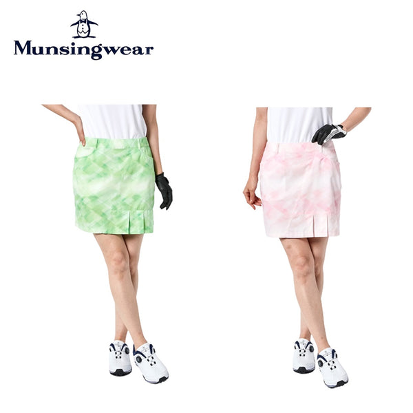 Munsingwear（マンシングウェア） Munsingwear（マンシングウェア）製品。Munsingwear マンシングウェア レディース ゴルフウェア スカート SEASON はっ水グラデーションプリントスカート 41cm丈 MGWVJE01 23SS 春夏 機能性 幾何学柄 ポリエステル グリーン ピンク