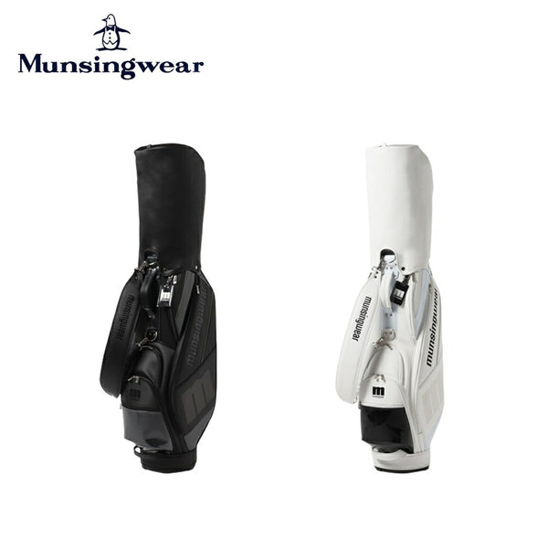商品 Munsingwear（マンシングウェア）製品。Munsingwear マンシングウェア メンズ ゴルフ キャディバッグ Goods 3.2kg 9型 6分割 47インチ対応 MQBVJJ10 23SS 春夏 高級感 合成皮革 ポリエステル ブラック ホワイト