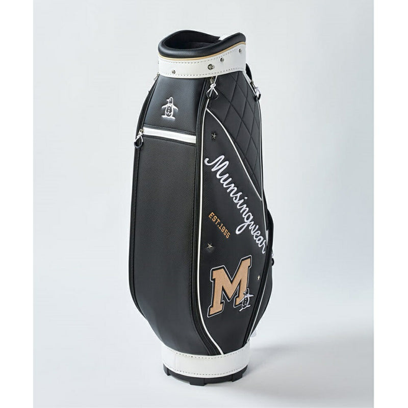 ベストスポーツ Munsingwear（マンシングウェア）製品。Munsingwear マンシングウェア レディース ゴルフ キャディバッグ Goods ビッグロゴ軽量 2.9kg 8.5型 6分割 46インチ対応 MQCVJJ01 23SS 春夏 合成皮革 ポリエステル ブラック ホワイト