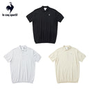 ベストスポーツ le coq sportif（ルコックスポルティフ）製品。Le coq sportif ルコック メンズ ゴルフウェア シャツ RIJOUME リジューム ホールガーメントR 半袖ニットシャツ 手洗い可 DESCENTE ECO エコプロセス型 QGMVJA30 23SS 春夏 ポリエステル 綿 ベージュ ブラック グレー