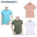 ベストスポーツ Rosasen（ロサーセン）製品。Rosasen ロサーセン レディース ゴルフウェア シャツ エコハイゲージ裏カノコ半袖ポロシャツ 4528241 23SS 春夏 吸水速乾 UV ストレッチ 遮熱 エコ ポリエステル ブルー カーキ ピンク ホワイト