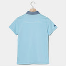 ベストスポーツ Rosasen（ロサーセン）製品。Rosasen ロサーセン レディース ゴルフウェア シャツ ドライカノコストレッチ半袖ポロ 04528441 23SS 春夏 吸水速乾 UV エコ ダンガリー素材 ポリエステル 綿 レーヨン サックス ホワイト