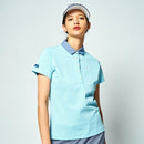 ベストスポーツ Rosasen（ロサーセン）製品。Rosasen ロサーセン レディース ゴルフウェア シャツ ドライカノコストレッチ半袖ポロ 04528441 23SS 春夏 吸水速乾 UV エコ ダンガリー素材 ポリエステル 綿 レーヨン サックス ホワイト