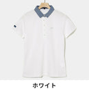 ベストスポーツ Rosasen（ロサーセン）製品。Rosasen ロサーセン レディース ゴルフウェア シャツ ドライカノコストレッチ半袖ポロ 04528441 23SS 春夏 吸水速乾 UV エコ ダンガリー素材 ポリエステル 綿 レーヨン サックス ホワイト