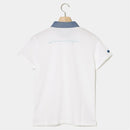 ベストスポーツ Rosasen（ロサーセン）製品。Rosasen ロサーセン レディース ゴルフウェア シャツ ドライカノコストレッチ半袖ポロ 04528441 23SS 春夏 吸水速乾 UV エコ ダンガリー素材 ポリエステル 綿 レーヨン サックス ホワイト