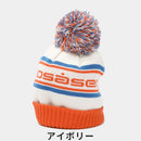 ベストスポーツ Rosasen（ロサーセン）製品。Rosasen ロサーセン レディース ゴルフウェア 帽子 ニット帽 ニットキャップ 046-57062 22FW 秋冬 ジャカード編み 3色ポンポン カジュアルスタイル アクリル アイボリー グレー ネイビー