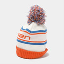 ベストスポーツ Rosasen（ロサーセン）製品。Rosasen ロサーセン レディース ゴルフウェア 帽子 ニット帽 ニットキャップ 046-57062 22FW 秋冬 ジャカード編み 3色ポンポン カジュアルスタイル アクリル アイボリー グレー ネイビー