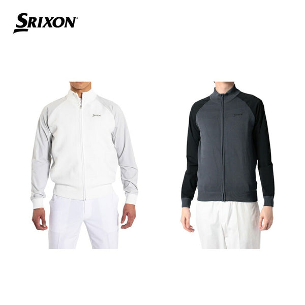 SRIXON（スリクソン） SRIXON（スリクソン）製品。SRIXON スリクソン メンズ ゴルフウェア ジャケット ハイブリッドニットジャケット RGMVJL01 23SS 春夏 トリコット素材 編み地柄 ポリエステル ナイロン ポリウレタン グレー ホワイト