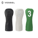 ベストスポーツ VESSEL（ベゼル）製品。VESSEL ベゼル ゴルフ アクセサリー ヘッドカバー Leather Head Cover レザーヘッドカバー ナンバー フェアウェイウッド用 HC-1122-01 FW3 BK 22SSS 実用性 機能美 天然皮革 ブラック ホワイト グリーン
