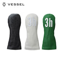 ベストスポーツ VESSEL（ベゼル）製品。VESSEL ベゼル ゴルフ アクセサリー ヘッドカバー Leather Head Cover レザーヘッドカバー ナンバー ユーティリティ用 HC-1122-01 UT3 BK 22SS 実用性 機能美 天然皮革 ブラック ホワイト グリーン